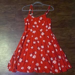 Red floral dress